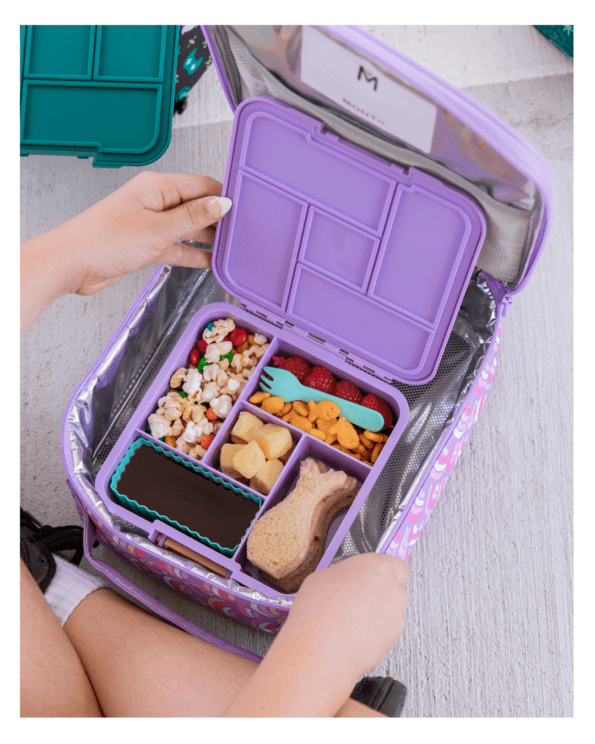 montiico ροζ δοχειο φαγητου μποξακι με 5 χωρισματα ουράνιο τόξο lunchbox