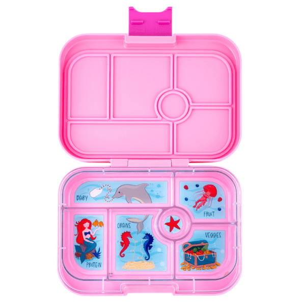 ροζ δοχειο φαγητου Yumbox Original Power Pink Mermaids με 6 χωρισματα και σχεδια γοργονες bento box