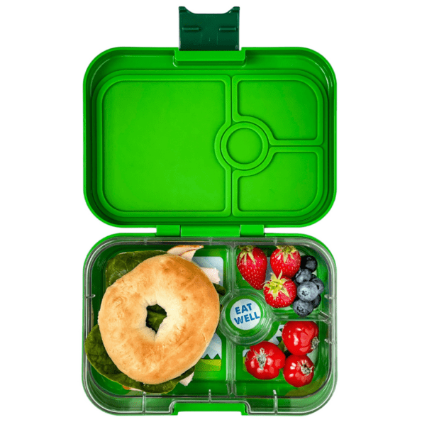 Δοχείο φαγητού Yumbox Panino πρασινο Jurassic green με 4 χωρισματα & δισκακι με σχεδιο δεινόσαυρο bento box