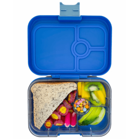 Δοχείο φαγητού Yumbox Panino Surf blue με 4 χωρισματα & δισκακι με σχεδιο δεινόσαυρο bento box