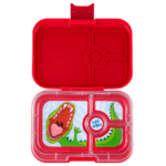 Δοχείο φαγητού Yumbox Panino WOW RED κόκκινο με 4 χωρισματα & δισκακι με σχεδιο δεινόσαυρο bento box