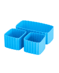 3 pieces of blue coastal silicone bento cups suitable for microwave, oven, freezer & air fryer